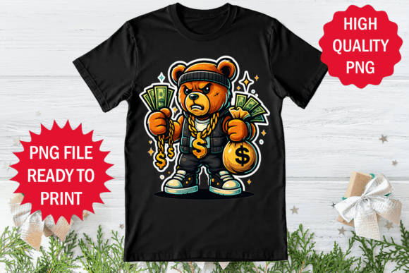 Bear Cute Funny Holding Money PNG Graphics