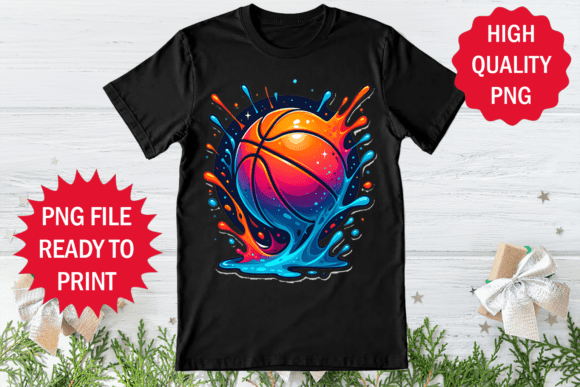 Colorful Basketball Drip Style and Net Graphics