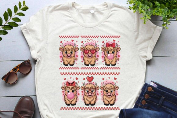 Cute Highland Cow Valentine’s Graphics for T-Shirt Designs