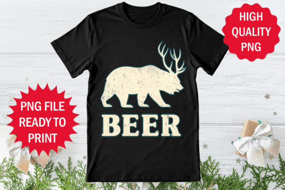 Deer Horn and Beer Funny Design Clipart: Graphics for T-Shirt Designs