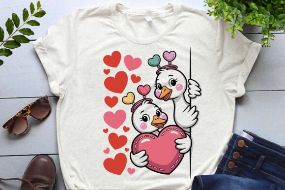 Funny Valentine Goose Graphics for T-Shirt Designs