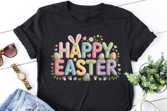 Happy Easter Latch Yarn Graphics for T-Shirt Designs