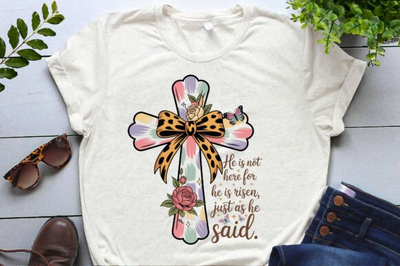 He is Risen Brushstroke Easter Cross Graphics