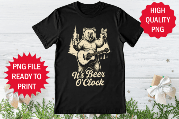 It's Beer O Clock Music Lover Bear PNG