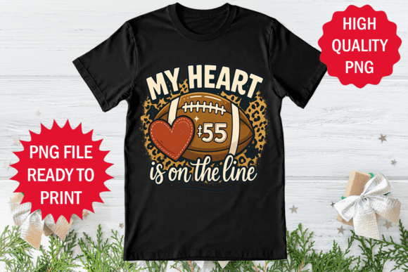 My Heart in on the Line Football T-shirt Graphics