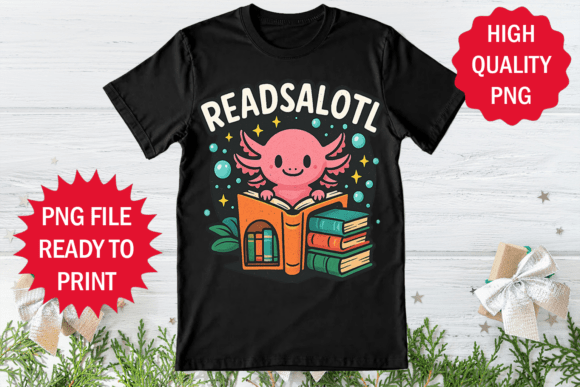 Readsaloth Funny Axolotl Reading Book Graphics