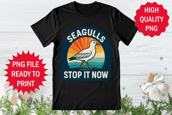 Vintage Seagulls Design T-shirt Clipart
